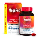 Megared Omega-3 Fish Oil + High Absorption Krill Öl 500mg Softgels, MegaRed Advanced 4in1 (80 Anzahl in einer Flasche) Konzentrierte Omega-3 Fish & Krill Oil Supplement