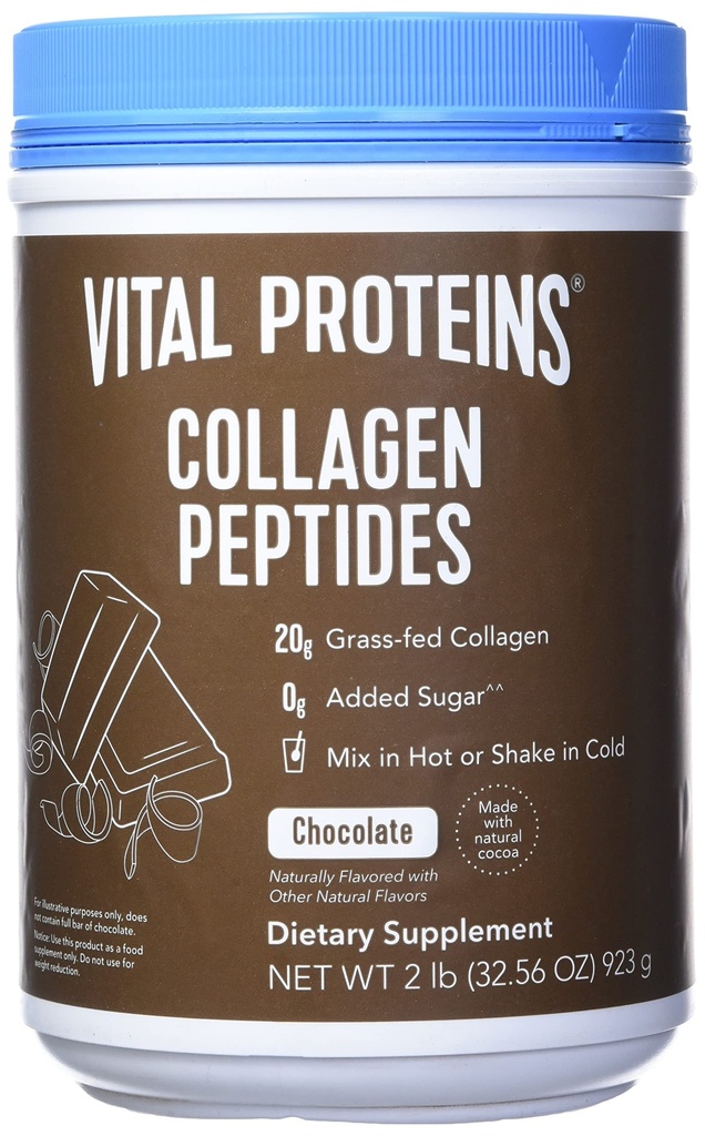 Peptides de collagène de protéines vitales, pâturage élevé, herbacé, paléofriendly, sans gluten / sans sucre, chocolat, 32.56 Oz
