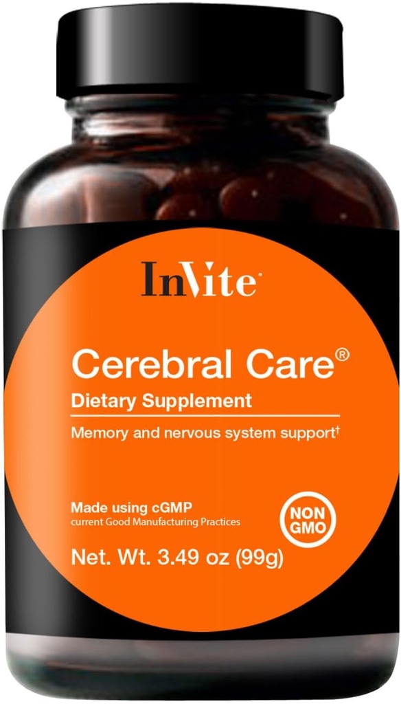 InVite Health Cerebral CareTM - soutient la santé cérébrale incluant la mémoire, le focus, l'attention et l'humeur - contient de l'inositol, de l'acétyl-L-Carnitine, de la choline, de la phosphatidylsérine, de l'astaxanthine - 30 portions (2-pack)
