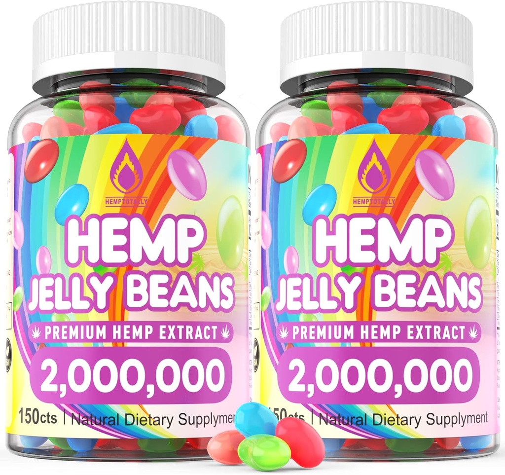 HempTotal (2 Packs) Hanf Jelly Bohnen für Stress 2,000,000 Premium Hanf Ergänzung Schlaf zu verbessern, Boost Mood - 300 Cts