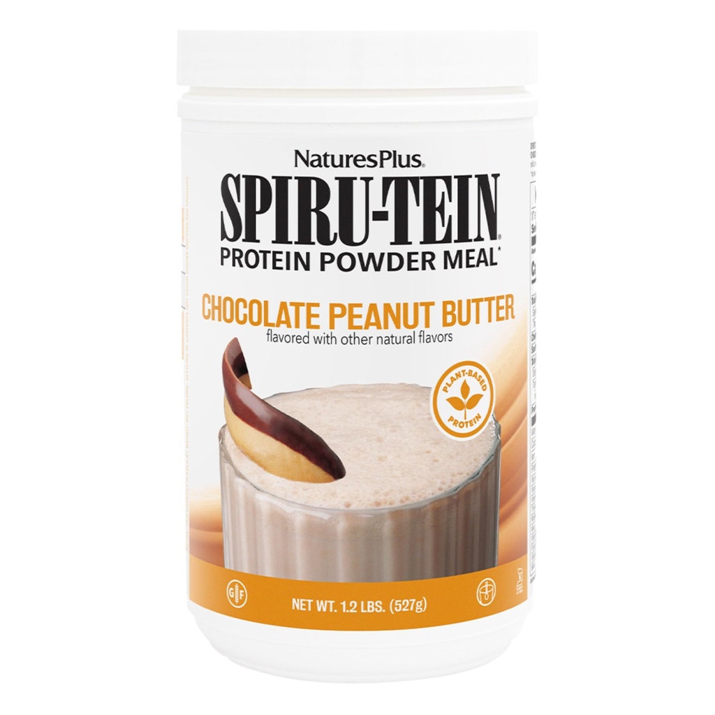 Natures Plus SPIRU-TEIN - Chocolate Peanut Butter - 1,2 lbs, Spirulina Protein Powder - 17 Servierungen