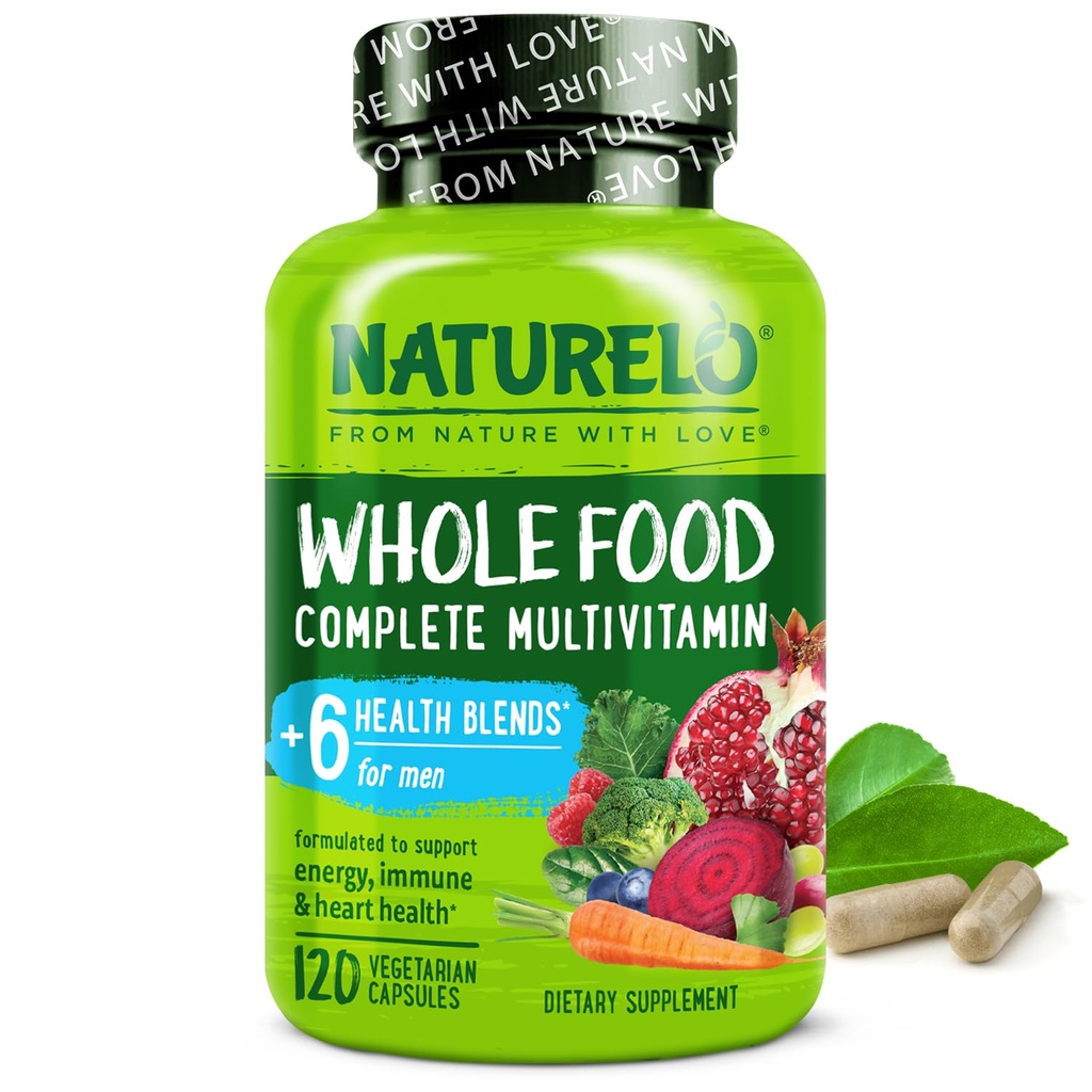 NATURELO Multivitamines pour hommes - Multivitamines pour hommes avec vitamines, minéraux - 120 Capsules végétariennes pour l'énergie, le cerveau, le coeur, la santé des yeux*