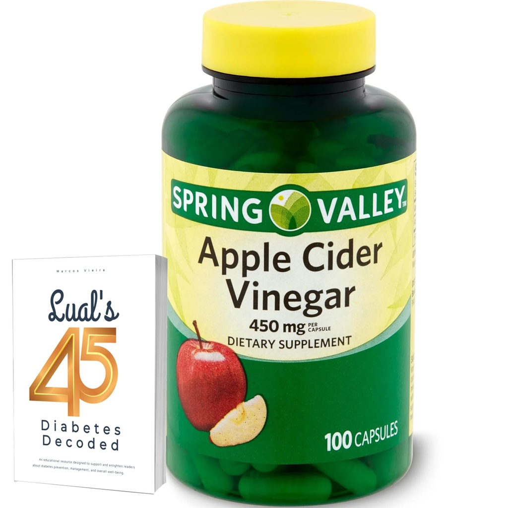 Apfelessig 450mg. Spring Valley Apfelessig Kapseln 450 mg 100 Count, Non-GMO, Gluten Free Supplement Bundle mit Lualls 45 Diabetes Decodiert