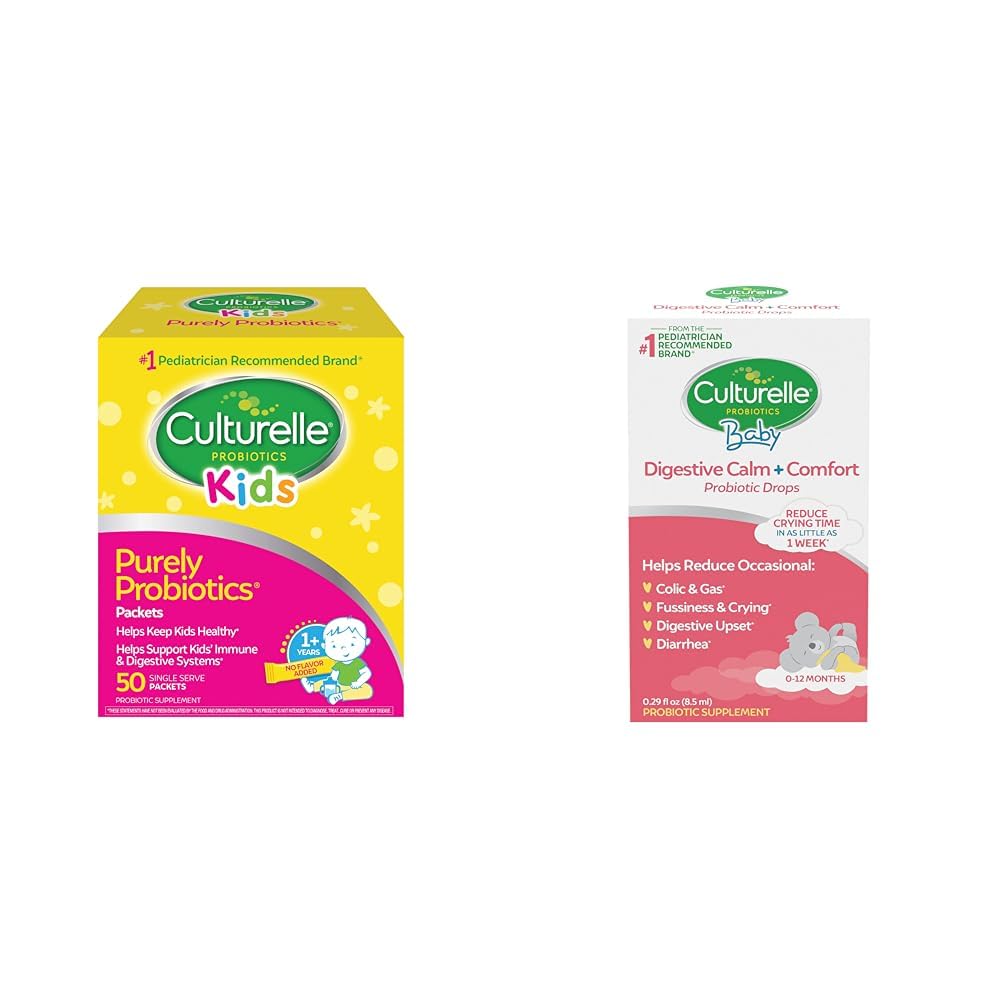 Culturelle Kids Probiotika für Immun- & Verdauungsunterstützung, 50 Count & Baby-Beruhigung & Comfort Drops 0-12 Monate, 0.29 Unze
