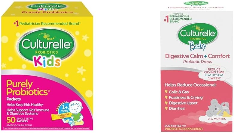 Culturelle Kids Probiotika für Immun- & Verdauungsunterstützung, 50 Count & Baby-Beruhigung & Comfort Drops 0-12 Monate, 0.29 Unze