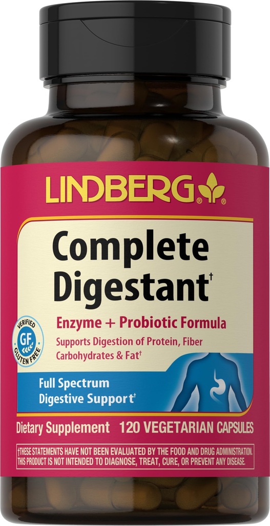 Lindberg Complete Digestant Multi-Enzyme Formel mit Pancreatin und Betain Hydrochlorid, 120 Kapseln