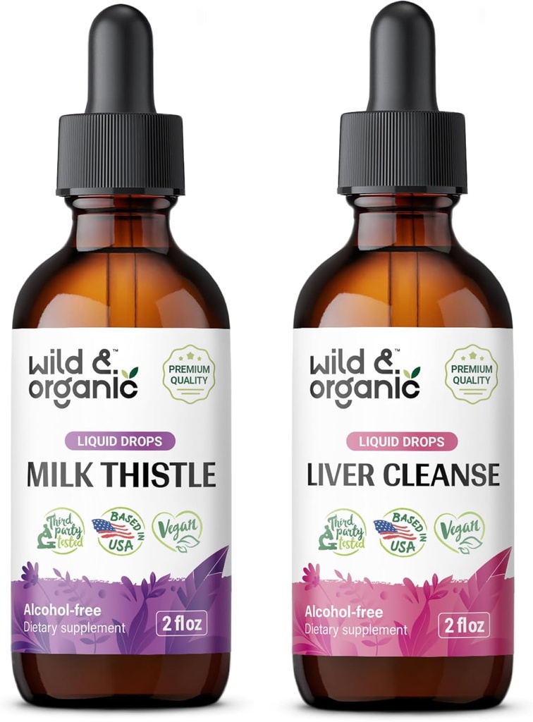 Wild & Organic Milk Thistle Tinkture 2 fl oz & Liver Cleanse Tinktur 2 fl oz