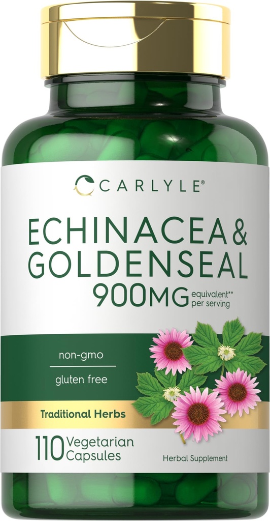Carlyle Echinacea Goldenseal Kapseln | 110 Count | 900mg | Vegetarisch, Non-GMO, Glutenfrei