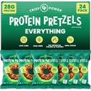 Crisp Power Protein Pretzels, Everything, High Protein Vegan Keto Snack, 28 G Pflanzen basiertes Protein, Low Carb Crunchy Pretzel Snacks, Sugar Free, No Seed Oils, 1,75 Unze Bags, 24 Pack