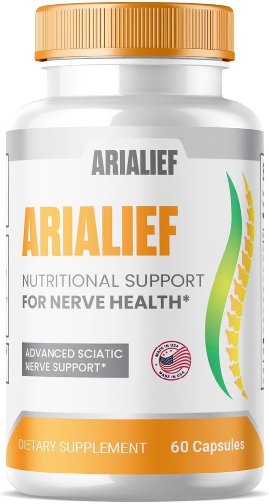 (1 Pack) Arialief Sciatica Support Capsules, Arialief Advanced Formula Sciatica Relief Supplement, Nerve Relief Supplement, extra Stärke Sciatic Nerve beruhigende Formel Kapseln (60 Kapseln)