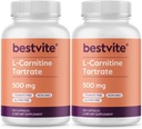 BESTVITE L-Carnitin Tartrat 500mg pro Kapsel (240 Kapseln)(120x2) - Keine Stearaten - Non GMO - Glutenfrei