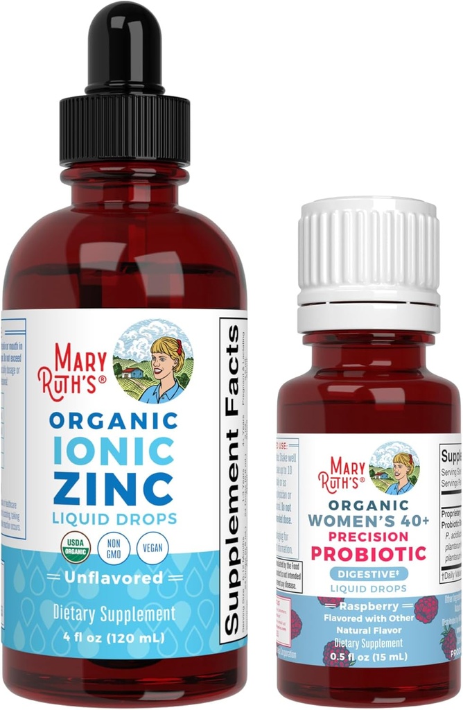 MaryRuth Organics Probiotic Digestion (Raspberry) für Frauen 40+ & Zink Tropfen | Clean Label Project Verified® | Vitamine für Gut Gesundheit und Immunität | Vegan, Non-GMO, Glutenfrei