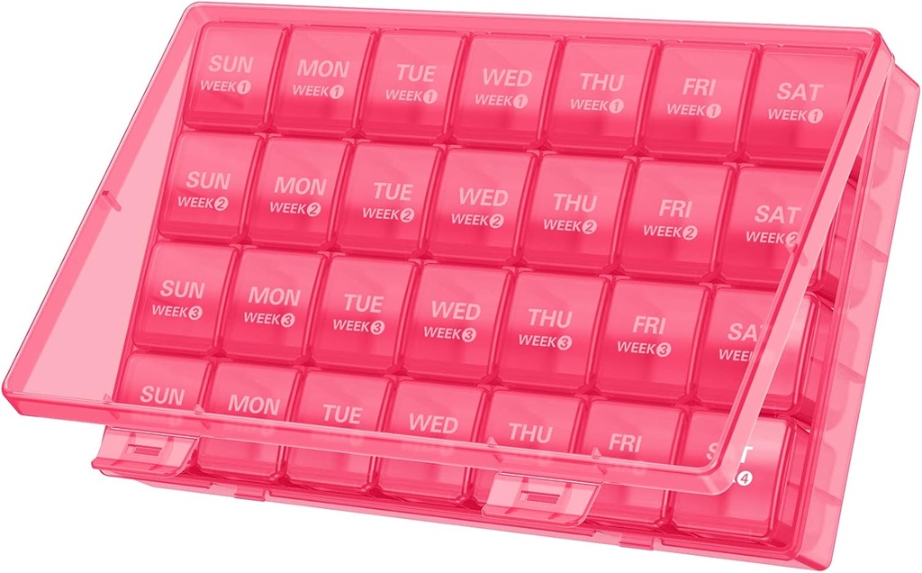 TookMag Monatliche Pille Organizer 28 Tage Pille Box, Travel Medicine Pill Organizer, Große 4 Wochen 1 Monat Pillen Fälle mit Dust-Proof-Container für Pillen/Vitamin/Fish Oil/Supplements