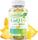 CoQ10 Gummies, Coenzyme Q10 Supplément 200 mg, Supplément à haute absorption CoQ10 pour l'énergie cellulaire et la santé immunitaire, végétalien, sans gluten, saveur d'ananas, 60 Nombre