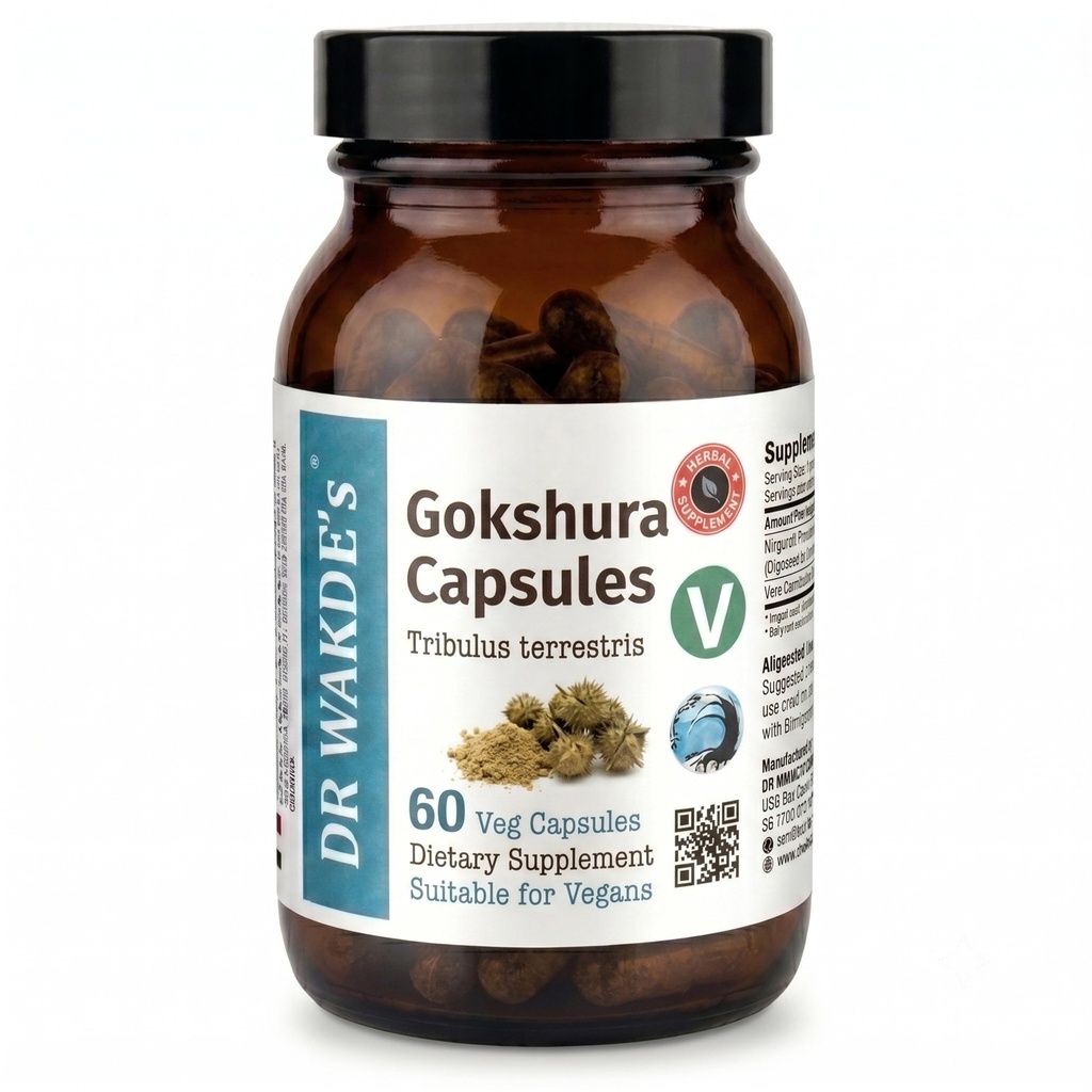 DR WAKDE'S Gokshura Capsules (Tribulus terrestris) - 60 Vég.Caps. 100% Pure, Supplément tout naturel.