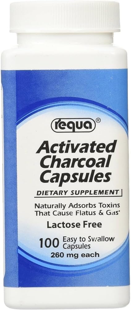 Charbon activé Requa, 260 mg, 100 Nombre