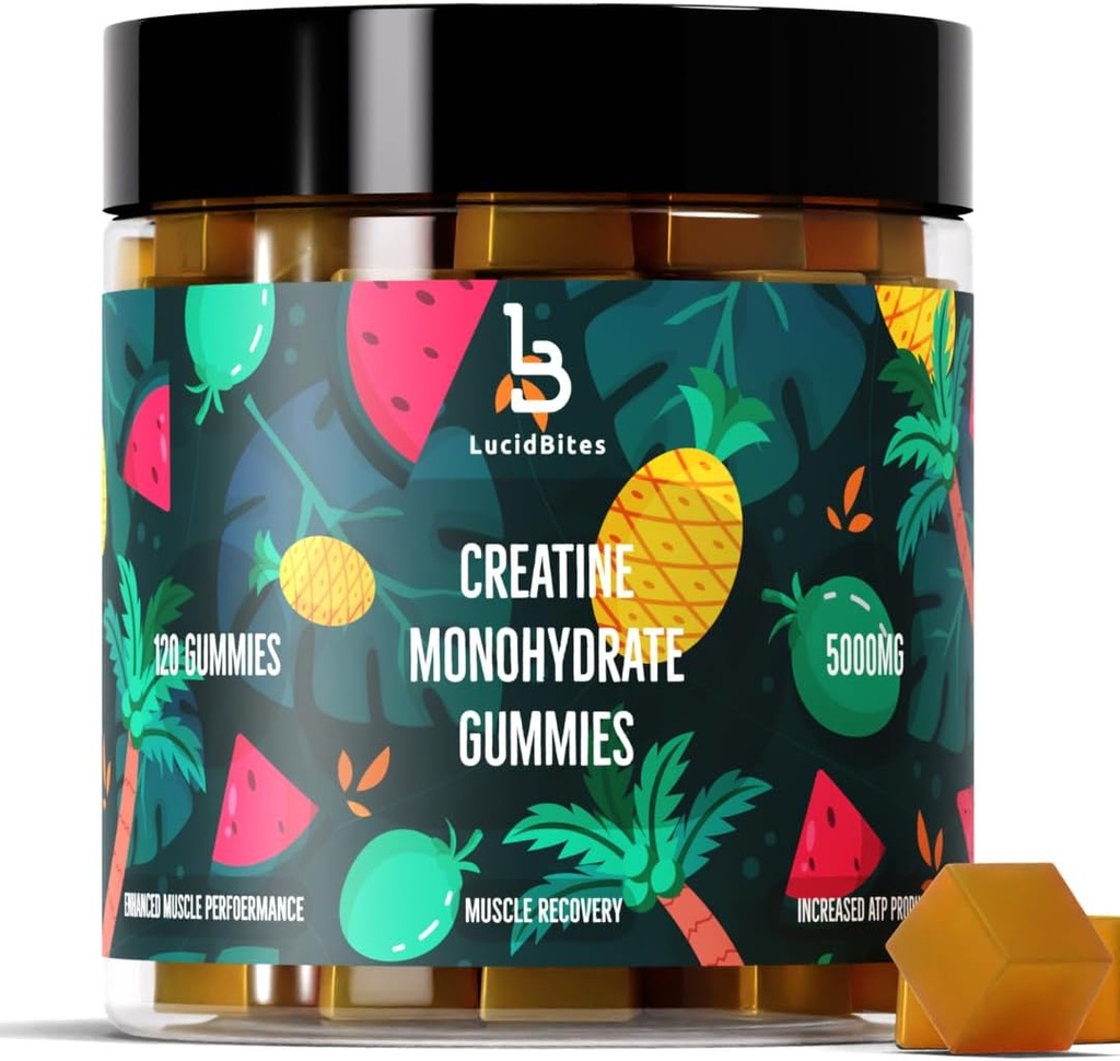 Kreatin Monohydrat-Gummien – Vegan, Sugar-Free, 120-count, 5000mg Kreatin für Erholung & Muskelleistung