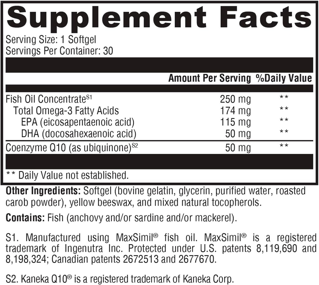XYMOGEN CoQmax Omega 50 mg - CoQ10 + Fish Oil Omega 3 Supplement - Dual-Action Heart Health Support - Coenzyme q10 + Spezialisiertes Fischöl für 3X Greater Absorption von EPA DHA (30 Softgels)
