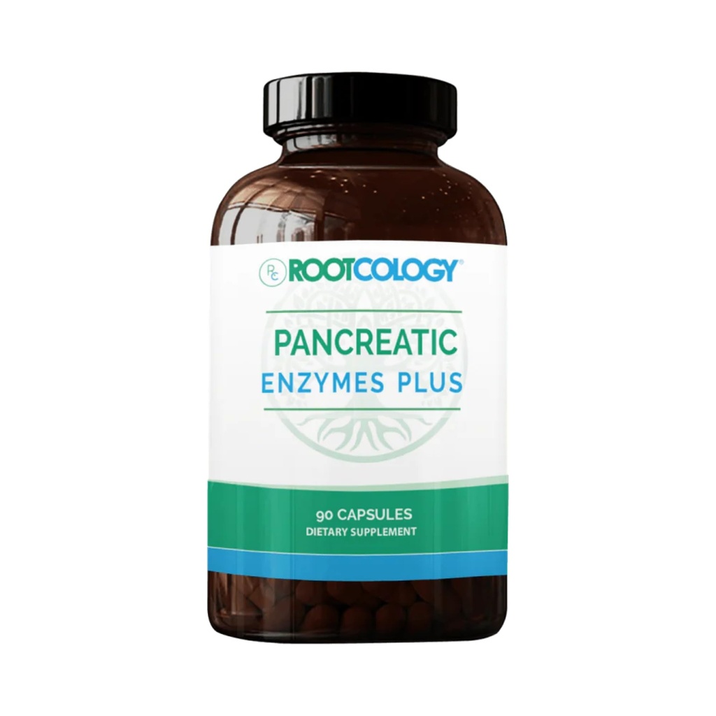 Rootkologie von Dr. Izabella Wentz | Pancreatic Enzymes Plus | Enteric Coated Lipase, Protease & Amylase Blend mit Bromelain | 90 Kapseln
