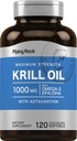 Piping Rock Krill Öl Omega 3 Softgel Kapseln | 1000mg | 120 Count | EPA DHA Ergänzung mit Astaxanthin | Maximum Stärke | Non-GMO, Glutenfrei