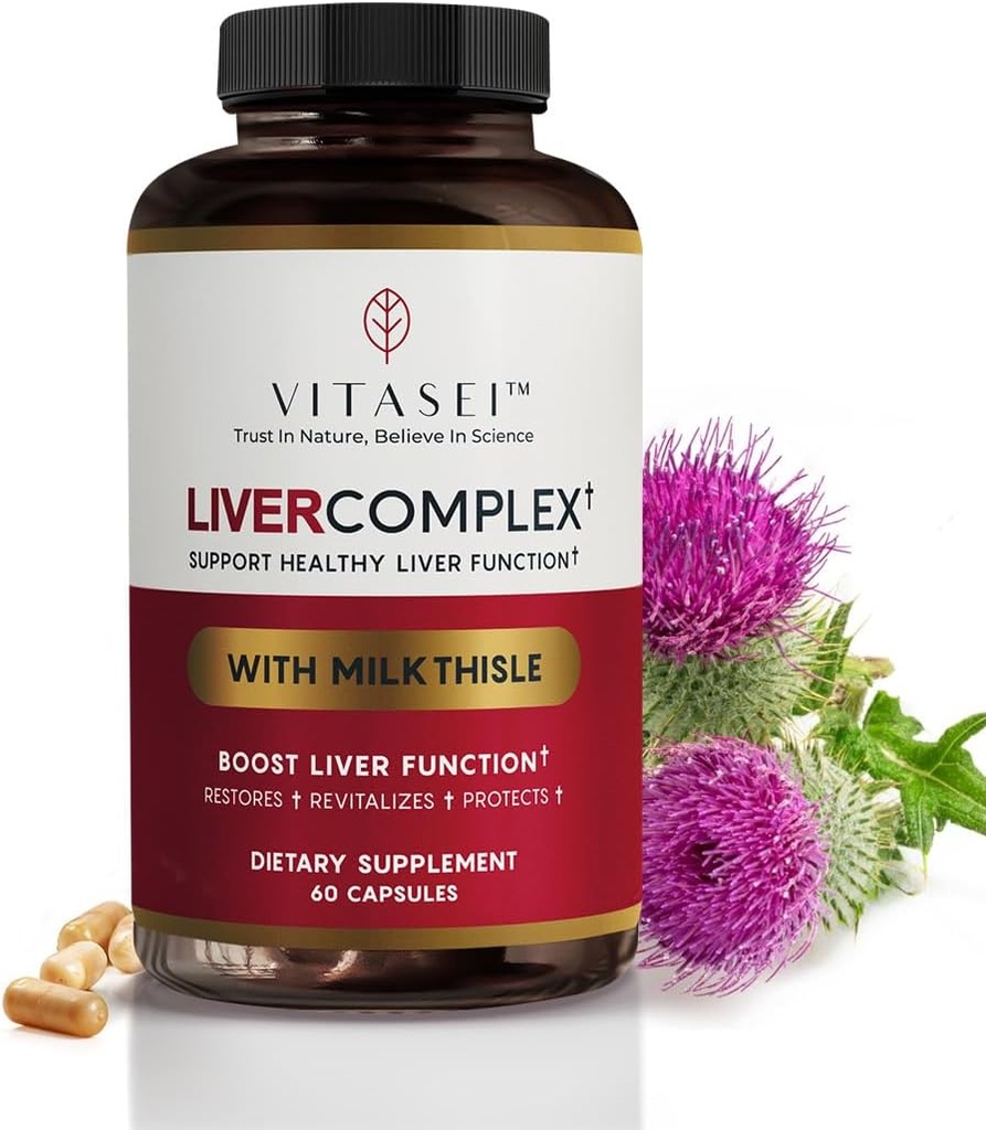VITASEI Liver Cleanse Detox & Repair, Liver Complex W/Milk Thistle Extract, Garcinia, Curcumin C3, Unterstützung pflanzliche Nahrungsergänzung, Detox Formul für Frauen & Männer, 60 Kapseln