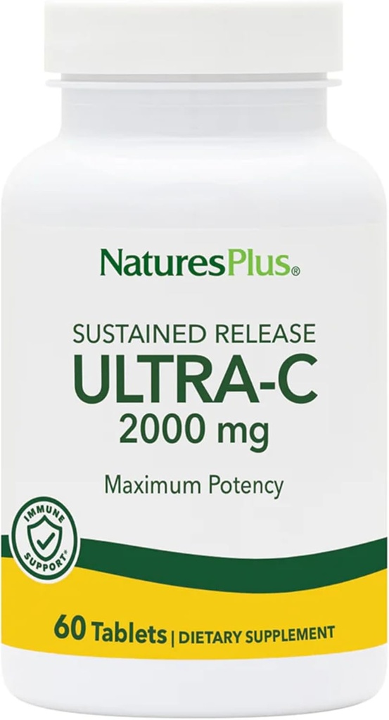 NaturesPlus Ultra-C 2000 mg - 60 Tabletten - Vitamin C mit Rose Hips - Immun- & Antioxidans-Unterstützung - Vegetarisch, Glutenfrei - 60 Servietten