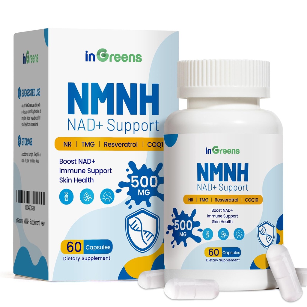 500mg NMNH, NMN Ergänzung Alternative mit NR, TMG, Resveratrol, COQ10, NAD Ergänzung, Anti-Aging, Energie, Boost NAD+ Levels, 60 Kapseln
