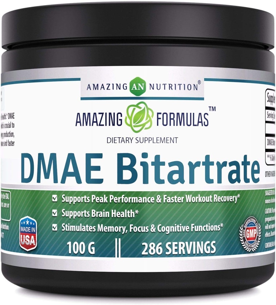 Amazing Formula DMAE Bitartrate Powder Supplement de 100 grammes 286 portions non-OGM