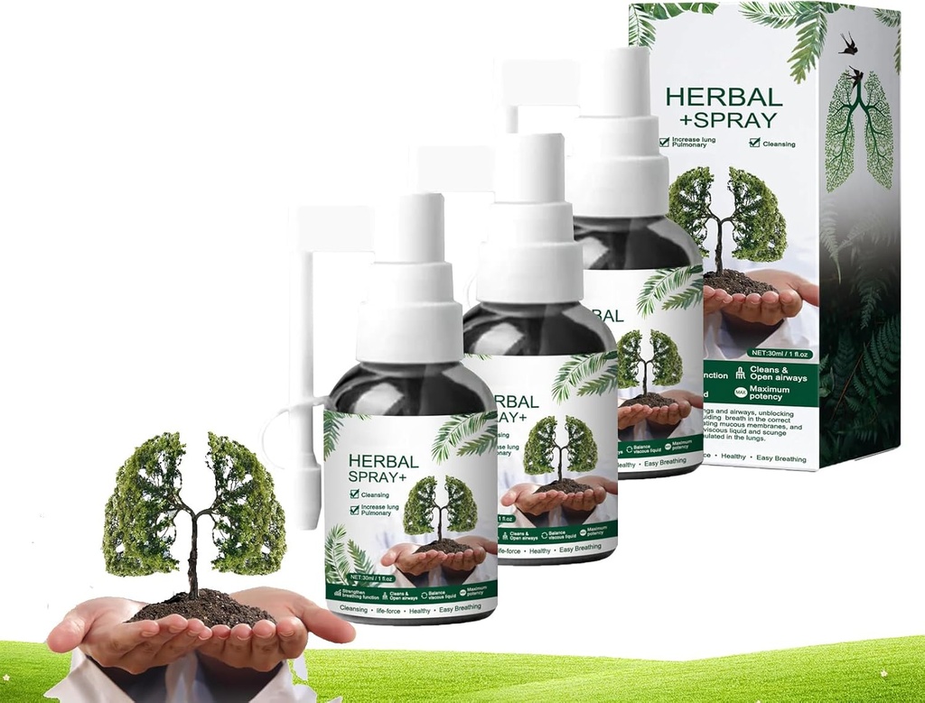Spray de nettoyage de poumon, réactivité à base de plantes Lung Cleanse Mist, naturel à base de plantes Lung Essence, puissant soutien et nettoyage de poumon (3 PCS)