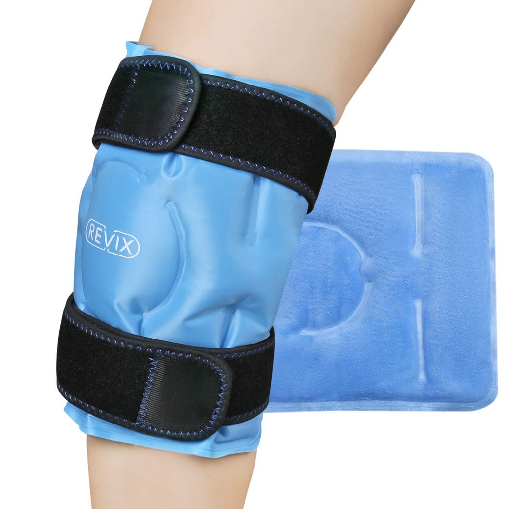 REFIX Ice Pack pour soulager la douleur au genou, gel réutilisable en éponge pour blessures aux jambes, gonflement, chirurgie de remplacement du genou, traitement par compression froide pour l'arthrite, ménisque et bleu ACL
