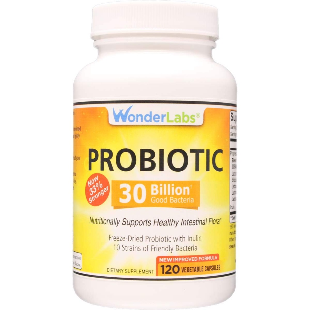 Wonder Laboratories Probiotic 30 Billion Good Bacteria (8 Lactobacillus Strains und 2 Bifidobacterium Strains), Nutritionally Support a Healthy Digestive System, 120 Kapseln