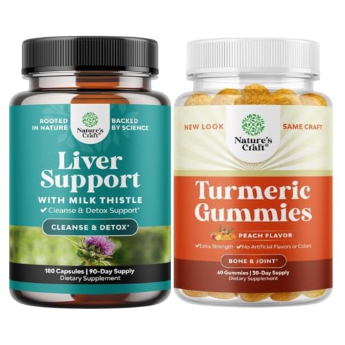 Bundle of Liver Cleanse Detox & Repair - Silymarin Milk Thistle mit Dandelion Root Choline Beetroot Artichoke Extract und Turmeric Curcumin Gummis mit schwarzem Pfeffer Curcumin Pulver für Joint Support