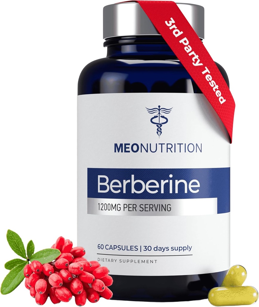 Berberine Supplement 1200mg HCI - 60 Kapseln, 3rd Party Lab Getestet, Non-GMO, GMP Zertifiziert - Unterstützt metabolische Gesundheit & Gesamt Wellness