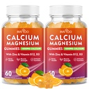 2 Pack Calcium Gummies 1000mg mit Vitamin D3 K2 & B Complex, Kalium, Calcium Magnesium Zink Gummi für Knochen, Muskel, Stimmung und Immunität - Orange Flavor 120 Gummies
