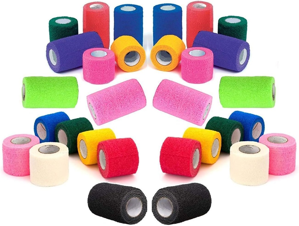 Prairie Horse Supply Vet Wrap Tape Bulk (sortierte Farben) (6 Packung) (4 Zoll breit) Vet Wrap medizinische Erste Hilfe Tape Selbstklebende Kleber für Knöchel Handgelenk Sprains und Schwellung