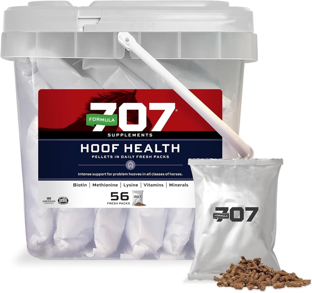 Formule 707 Supplément Hippique Santé Hoof, Emballages frais quotidiens, Approvisionnement de 56 jours - Biotine, Acides aminés et Minéraux pour améliorer et soutenir les Hooves Chevaux sains