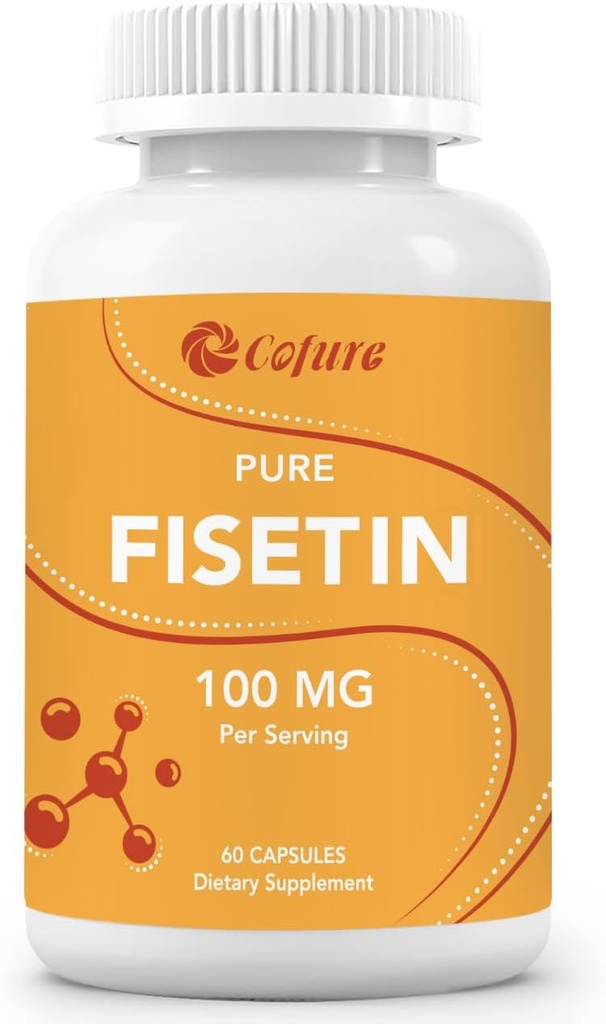 Fisetin-Ergänzungen, 100mg natürliches bioaktives Flavonoid, Genuine 98% Pure, Aging Support, Non-GMO, Gluten-Free, 60 Kapseln, 60 Portionen