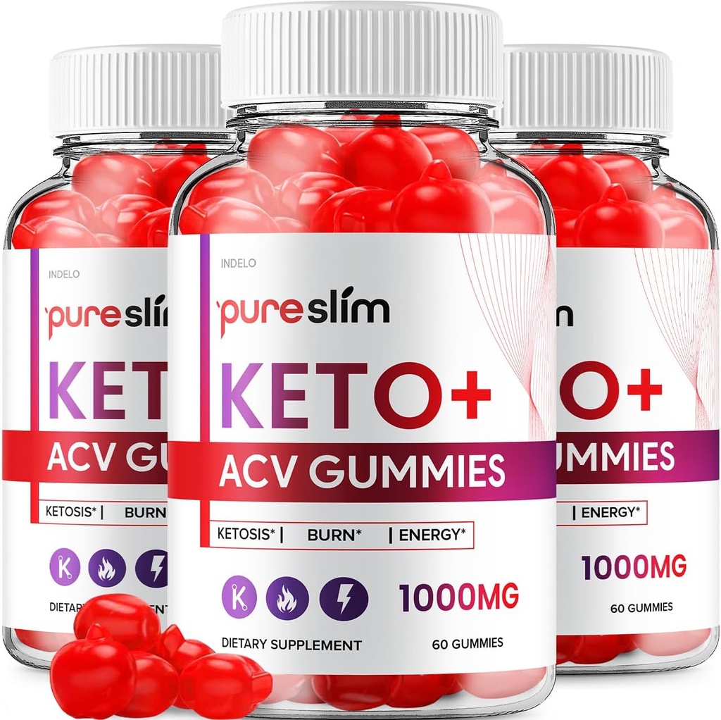 (3 Pack) Pure Slim Keto ACV Gummies - Advanced Formula PureSlim Keto Plus ACV Gummies Apple Cider Vinegar Pure Slim ACV Gummies Dietary Supplement Reviews Men Women (180 Gummies)
