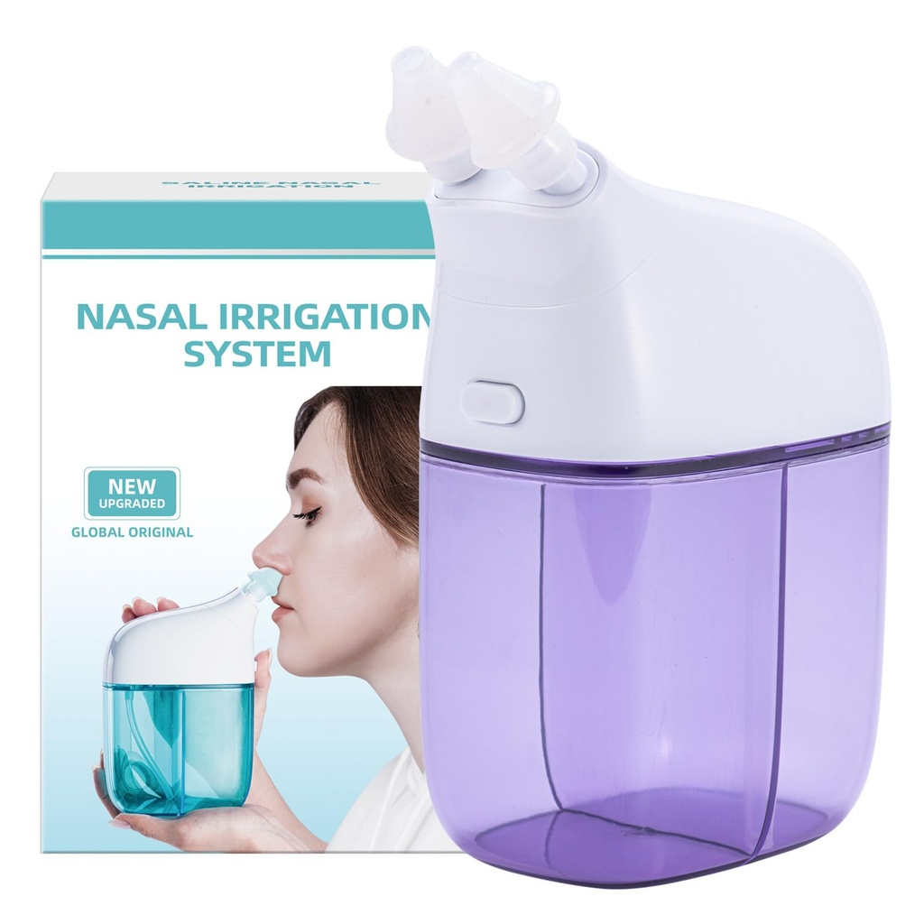 Nasal Irrigation System, Nasal Rinse Machine, Sinus Rinse Machine, Sinus Cleaner Machine mit Salzwasser Tank & Abfall Sammlung Tank - Nasenreiniger für Sinus,Sinus Erwachsene,Allergy Relief - Lila