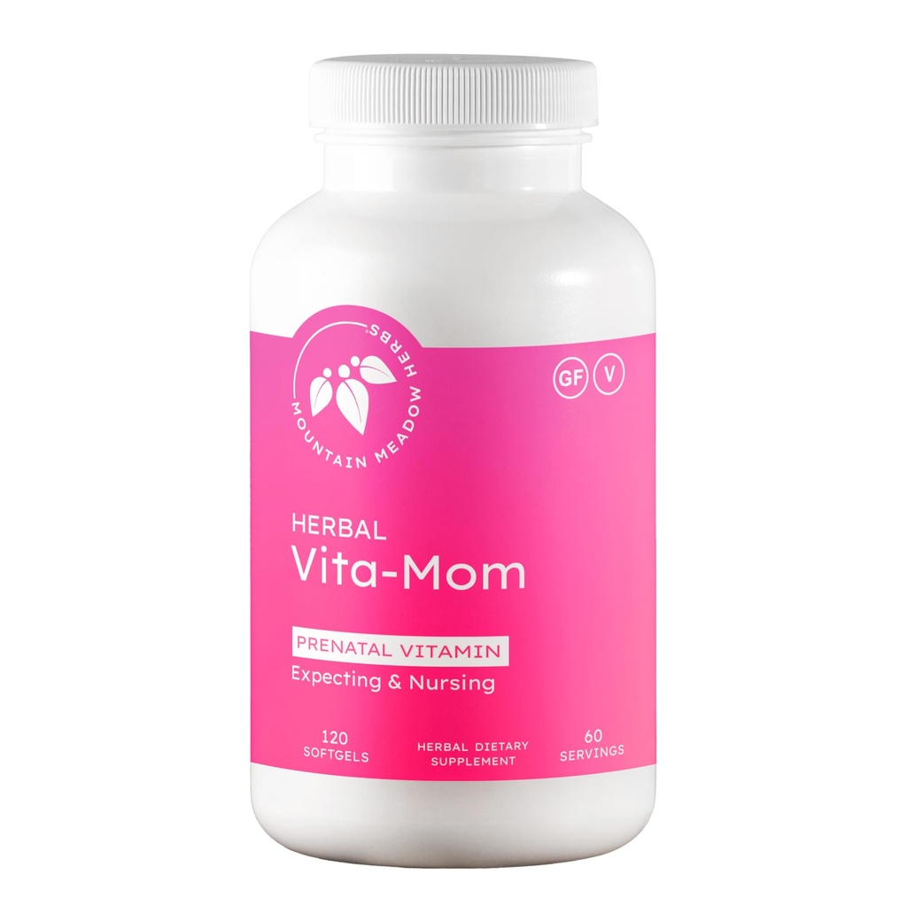 Vitamines prénatales Vita-MOM – supplément à base de plantes pour les femmes avec acide folique, fer, multivitamines et herbes biologiques – 120 softgels (2 mois d'approvisionnement)