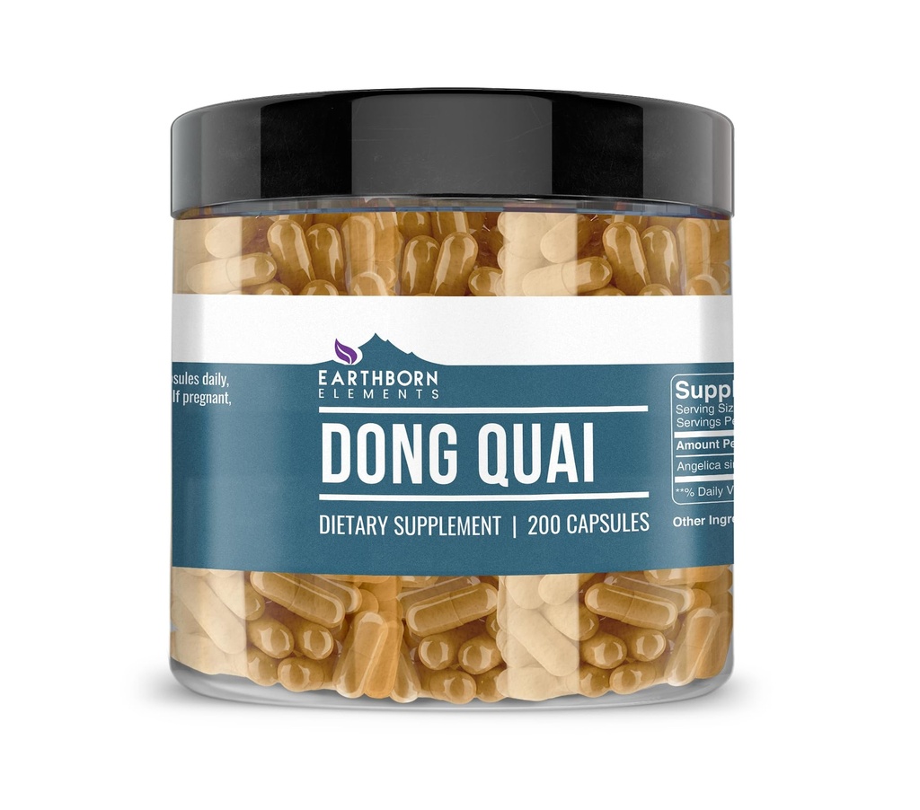 Éléments terriens Dong Quai 200 Capsules, pures et non diluées, sans additifs
