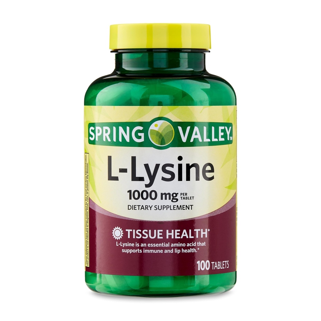 L-Lysine 1000mg Tabletten – essentielle Aminosäure für Immununterstützung, Kollagenbildung und Hautgesundheit – hochkarätige Lysinergänzung, 100 Zähler, Glutenfrei (Pack von 1)