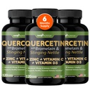 Gade Nutrition Quercetin à la vitamine C, au zinc et aux nerfs - Nettle Quercetin - Quercetin 500mg - Quercetin à la bromelaine - Quercetin au zinc + Vitamine D3-360 Bouchons de légumes - 6 mois