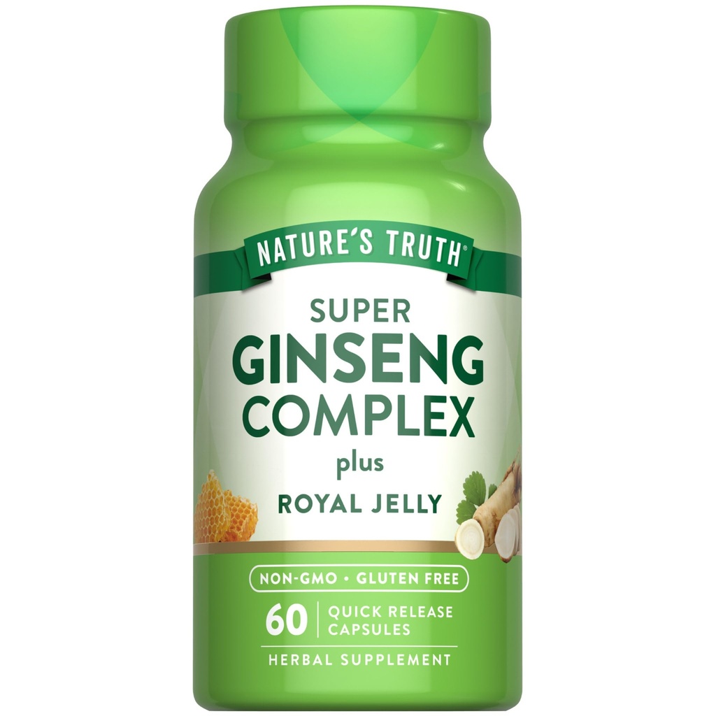 Nature's Truth Super Ginseng Complex, 60 Capsules avec Royal Jelly, sans OGM et supplément sans gluten