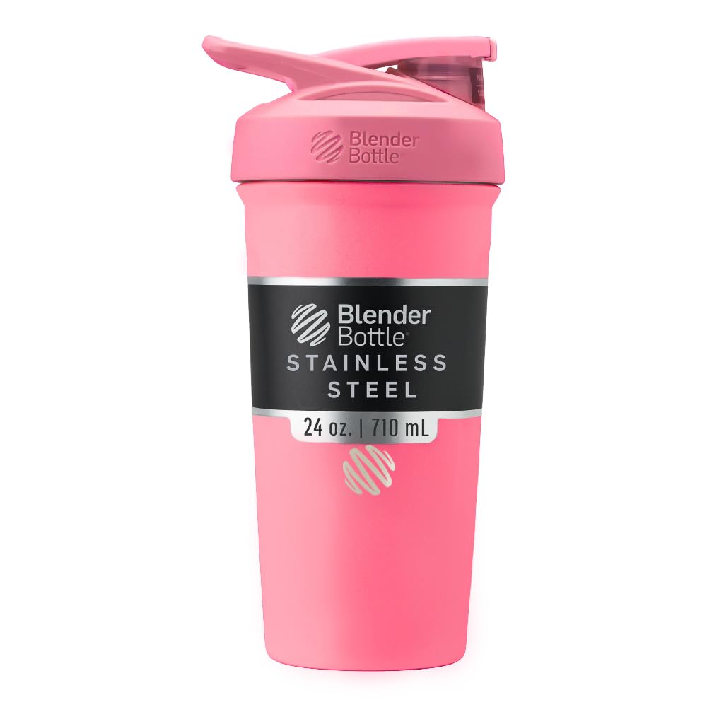 BlenderBottle Sport Insulated Stainless Steel Shaker Bottle mit Wire Whisk, 24-Ounce, Pink – Protein Shakes & Hydration für Athleten & Fitness Enthusiasten, Easy Mixing, hält Getränke kalt, Lockable Lid