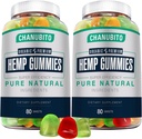 Gommies de chanvre (2 paquets) Supplément de chanvre biologique haute puissance pour les adultes - avec extrait d'huile de chanvre pur - comestibles naturels Gummy-Vegan, non-OGM, faible sucre