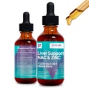 Liver Support & NAC, Zink - 2 fl oz Liquid Drops mit Milchdistel, Dandelion Root, Chicory, Turmeric, Beet Root, Chanca Piedra - Liver Cleanse & Detox Supplement
