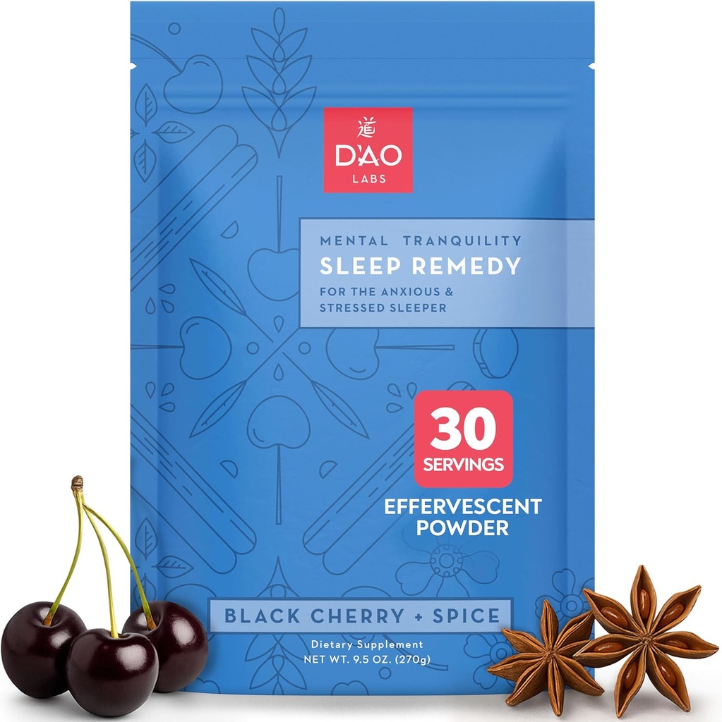 D'AO Labs Tranquillité Mentale - Formation Non-Habit - Supplément Calme Mental - Stress Relax & Tranquil Powder - GUI Pi Tang Herbal chinois traditionnel - Cerise Noire & Arôme aux épices - 30 portions