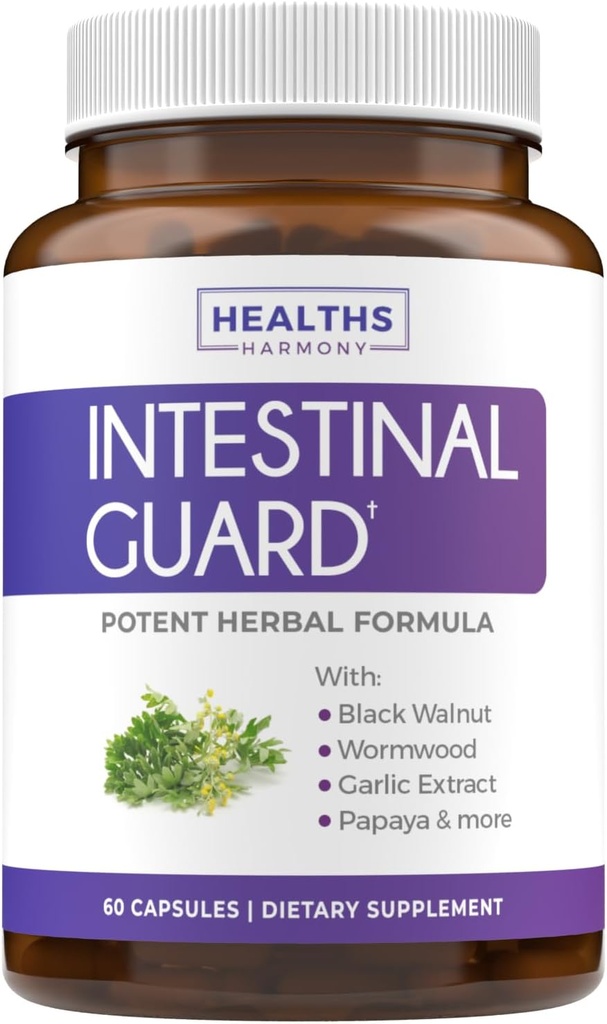 Intestinal Guard (Non-GMO) - Potent Natural Formula with Wormwood, Black Walnut, Goldenseal, PAU D'Arco, Clove, Garlic, More - All in One Supplement - 60 Kapseln (keine Pillen)