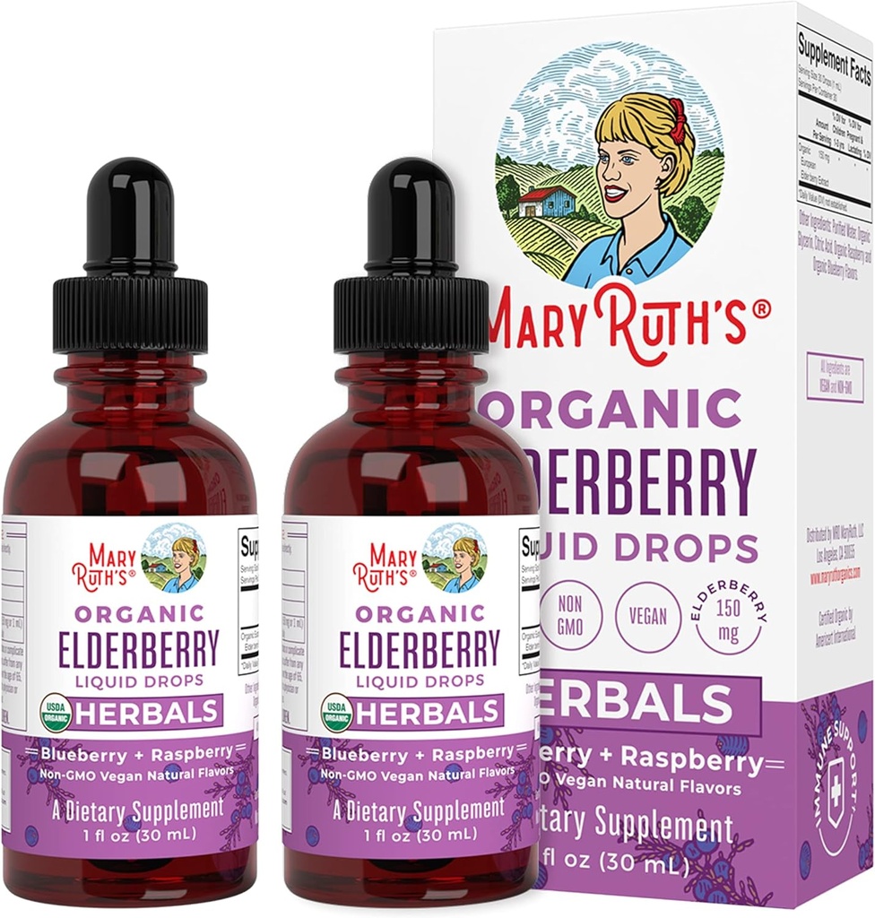Syrup de la mûre aînée USDA Aîné biologique $ Supplément de soutien immunitaire pour adultes et enfants sans sucre pour les âges 1+.
